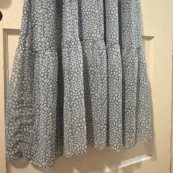Light Blue Wrap Pattern Dress - Picture 2 of 5